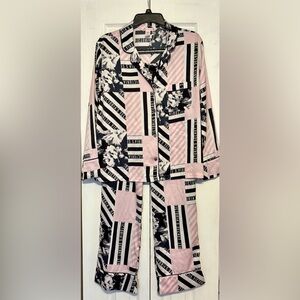 Victoria's Secret Pink and Black Patterned Pajama Set